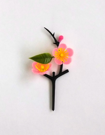 桃の花二輪 2個 Food Package Ribbon